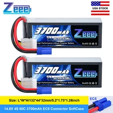 2x Zeee 14.8V 60C 3700mAh 4S Lipo Battery EC5 for RC Airplane Car Truck Boat
