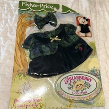 Briarberry Collection Green Blue Velvet Dress And Bow Bear Wear Fisher Price