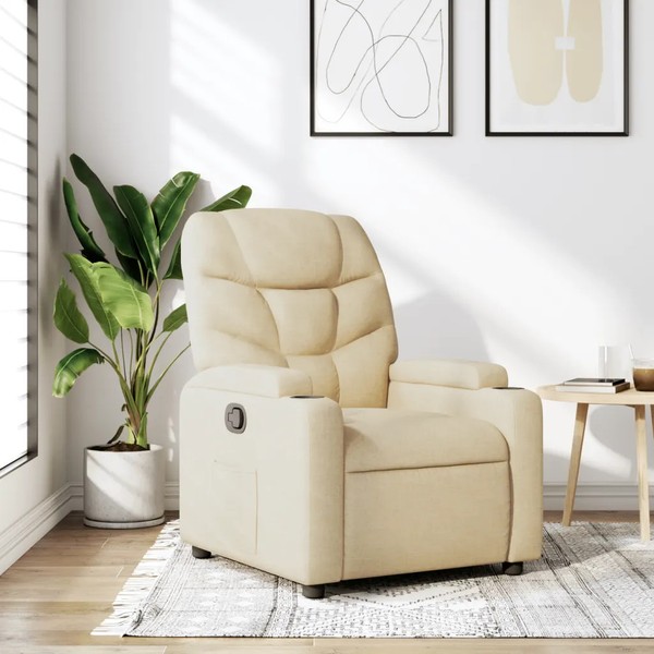 Relaxsessel Stoff Creme Sessel Mit Relaxfunktion-image