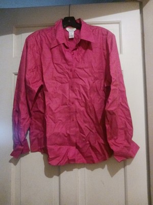 Talbots Pink Long Sleeve Wrinkle Resistant Blouse Size 14p