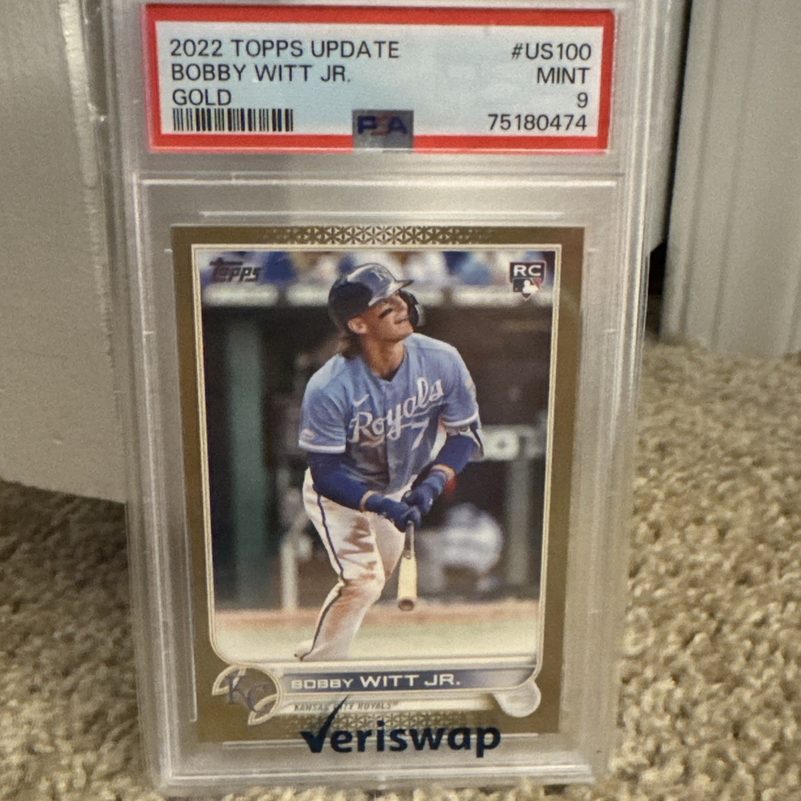 2022 Topps Update Series - Bobby Witt Jr. #US100 Gold /2022 (RC) psa 9