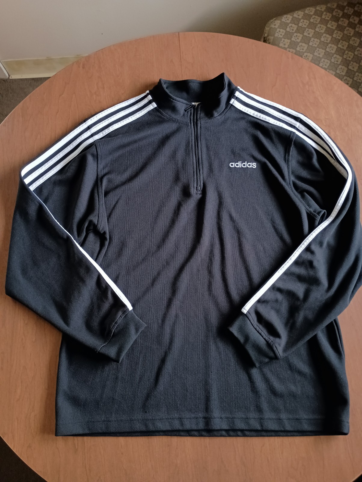 Adidas Vintage Men's Black Pullover 3 Stripe Long Sleeve 1/4 Zip Size Medium