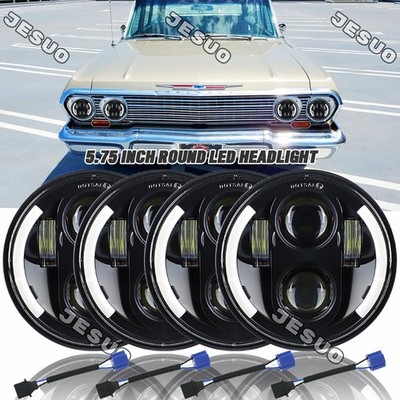 4pcs 5.75'' 5-3/4'' LED Projector Headlights Hi/Lo Beam For Chevy Bel Air Corvette