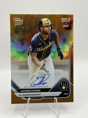 2025 Topps Now Road 2 Opening Day Autograph On Card Jackson Chourio Orange /25