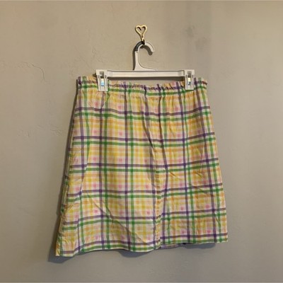 Vintage 60s/70s Evco Checker Gingham Multi Color Pastel Easter Spring Mini Skirt