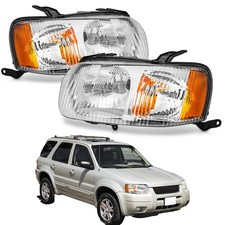 Pair Headlights Left Right For 2001-2004 Ford Escape Chrome Headlamp Wo Bulbs Pair Headlights Left Right For 2001-2004 Ford Escape Chrome Headlamp Wo Bulbs