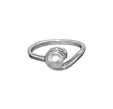 elegant genuine natural pearl ring with 925 sterling silver band