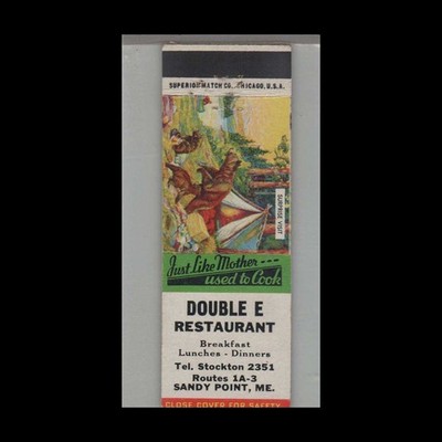 Matchbook Cover - 3 Bears Surprise Visit Double E Restaurant Sandy Pont, ME