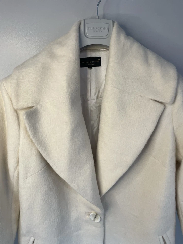 Speziale Per Uno M&S Women’s Cream Winter White 75% Alpaca 25% Wool Coat Size 10 - Image 3 of 4