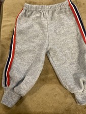 Vintage infant Sweatpants Health-Tex 1970 s Red,White, Blue Strip, Grey
