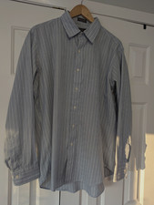 Chaps Ralph Lauren L Sleeve Shirt Mens 17-34/35 Cotton Blue/Green Stripe Vintage