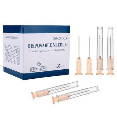 25 Gauge 1-Inch(25mm) Needle Luer Lock Lab Accessories, with Cap, 25Ga 1inch 