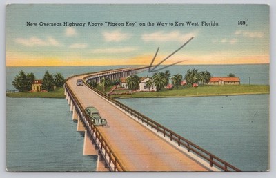1947 Overseas Highway Pigeon Key Key West Florida Vintage Postcard Tichnor