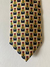 Meeting Street Men's Necktie Tie Silk Multi-Color Geometric Made in USA Wide 58"