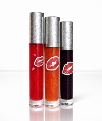 Set of 3 Lip Glosses - Liquid Shine Effect - Red, Orange, Purple Shades