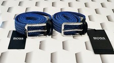 Hugo Boss Clorio Hand Woven Belt Frosty Blue Made In Italy RRP £129 Size 32 w