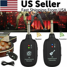 UHF Guitar Wireless System Transmitter Receiver Built in Rechargeable Battery