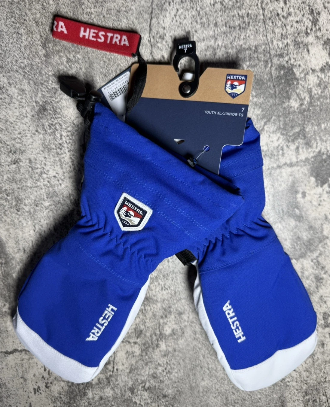 Hestra Unisex Army Leather Heli Three Finger Ski Gloves Royal Blue Size 7