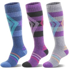 3 Pairs Merino Wool Ski Socks Women Men, Thermal Winter Warm Thick Knee High