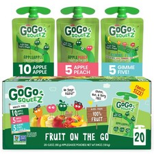 GoGo squeeZ Applesauce and Fruit Puree Variety Pack, 3.2 Ounce Pack of 20 