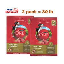 2 Pack Purina® ONE® Adult Dog Dry Food - Lamb & Rice, High-Protein, 40lb/bag 1.03 per pound