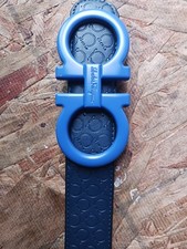 FERRAGAMO LEATHER BELT LARGE BLUE BUCKLE all sizes