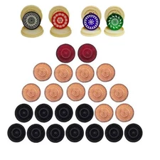 Carrom Board Set with Coins & Strikers | Wooden Pieces & Case | White Red Black