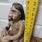 Unique Vintage Hand Carved Wood Drummer Figure Tribal Folk Art Sculpture Statue  — photo 9