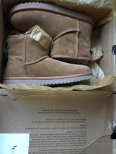 Women 7 Koolaburra X UGG Classic Mini Chestnut Suede Lined Ankle Boot NEW