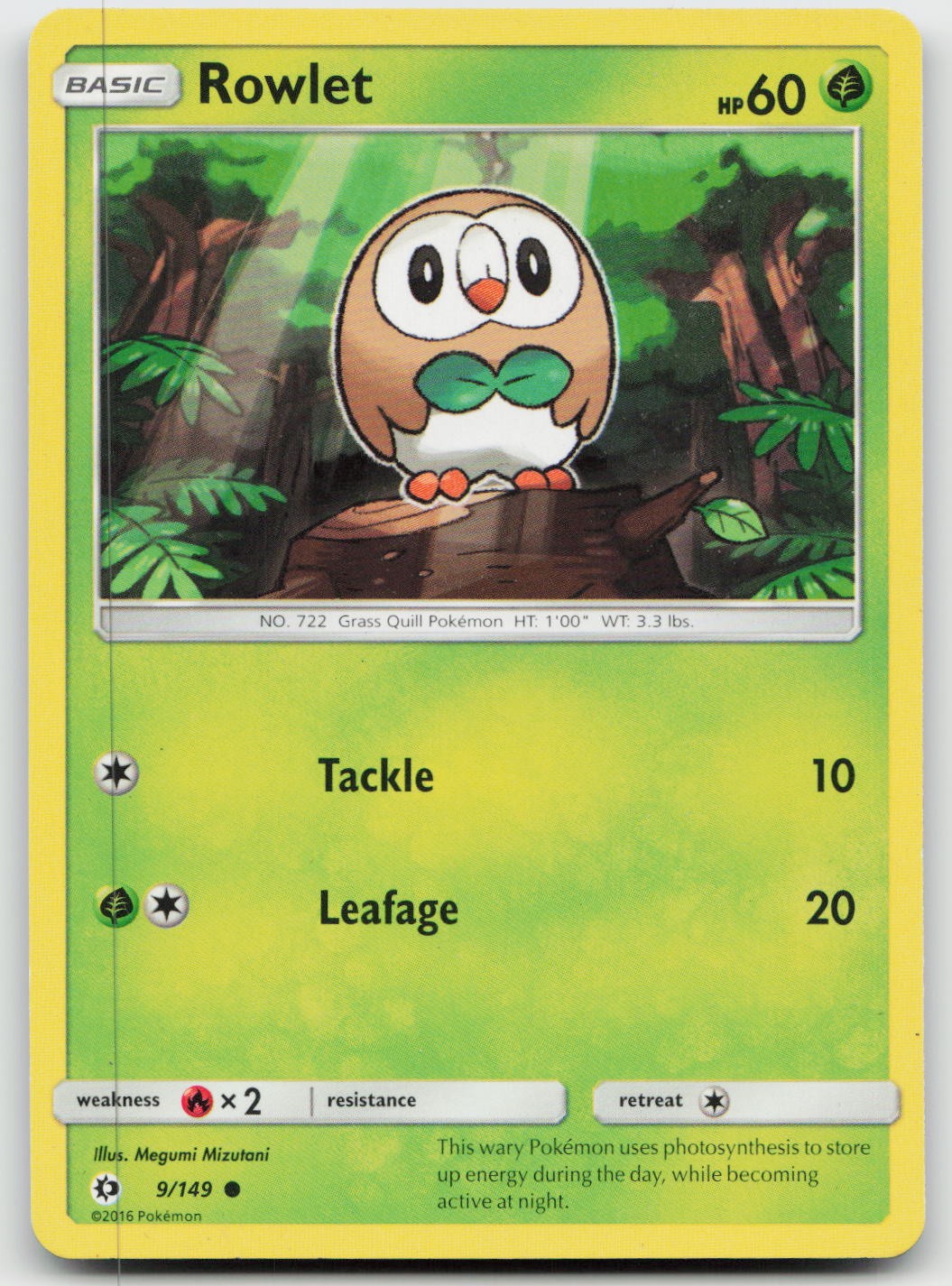 Rowlet 9/149 -MP- Pokemon EN SM Base Set