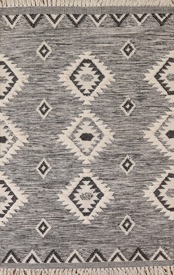 Black Friday Deal Geometric Black/White Kilim Trellis Flat-Weave Rugs 5x7 ft