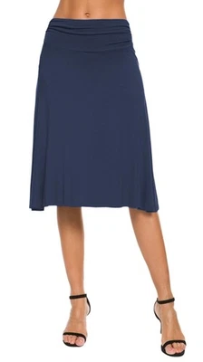 Femmes Yoga Jupe Midi De Évasée Taille Haute XL, Bleu Marin - Photo 1/4