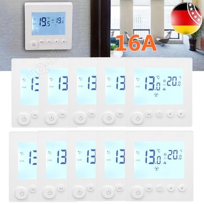 1-10x Thermostat Digital Raumthermostat Fußbodenheizung LED Heizung Unterputz -