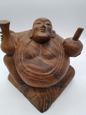 Heavy Wooden Buddha Teak Budai Happiness Abundance Contentment Belly Rub 3.2KG