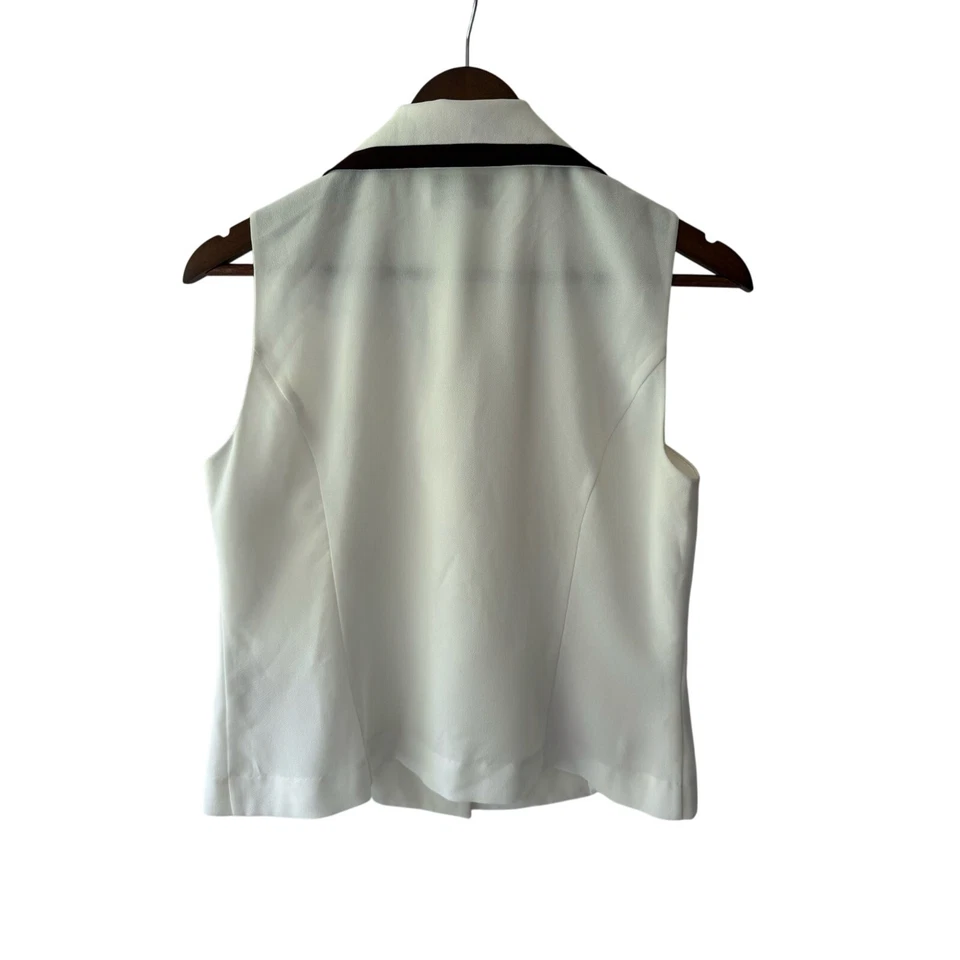 Chaleco Blazer Danny & Nicole Mujer Blanco Sin Mangas Talla 10P Retro Dinero Antiguo Años 90 Foto 3 de 4