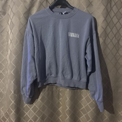 Divided H&M Nirvana Gray Guitar Graphic Crew Sweatshirt Women Size X  Small