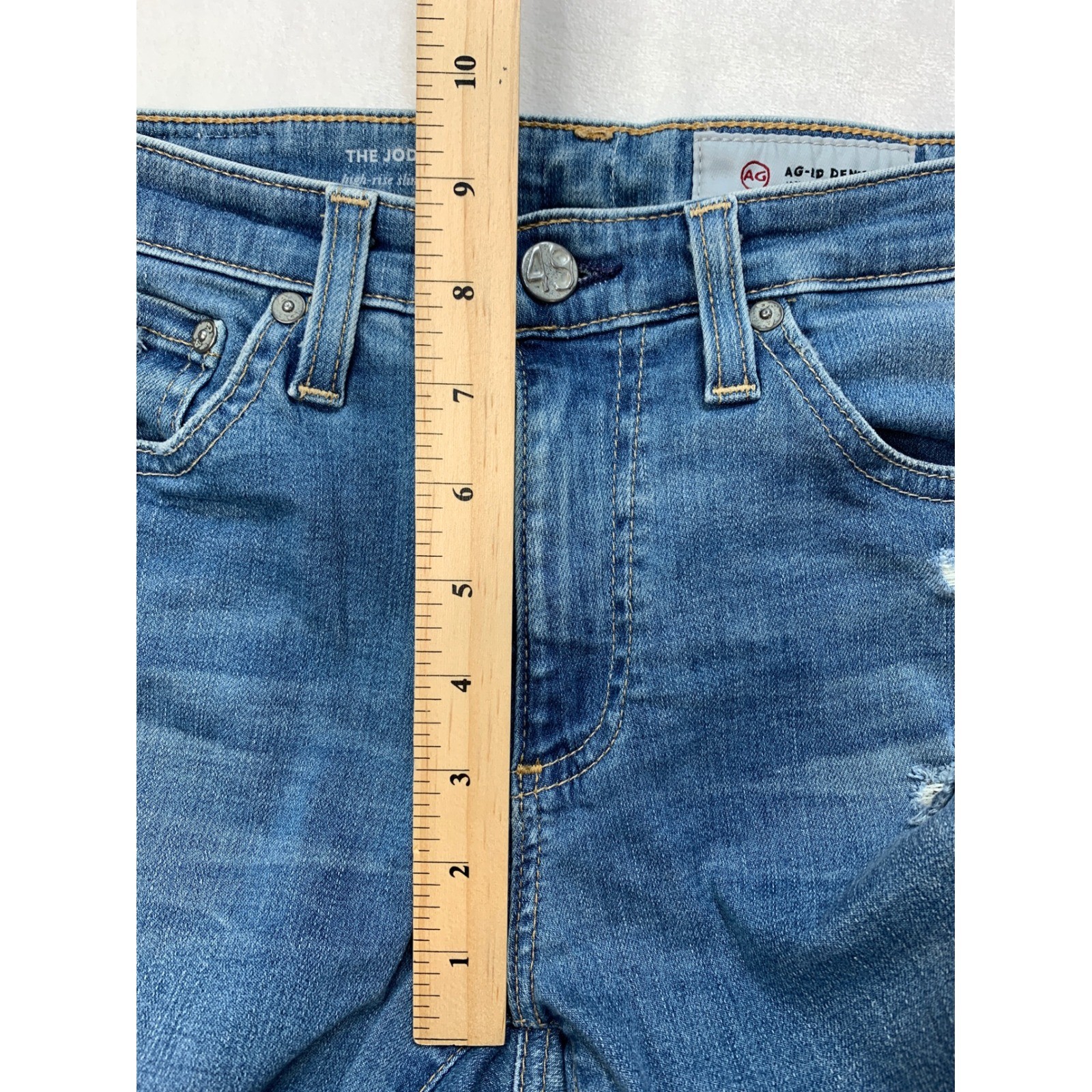 AG The Jodi Crop High Rise Slim Flare Crop Jeans Light Wash Distressed Size 26 thumbnail 7