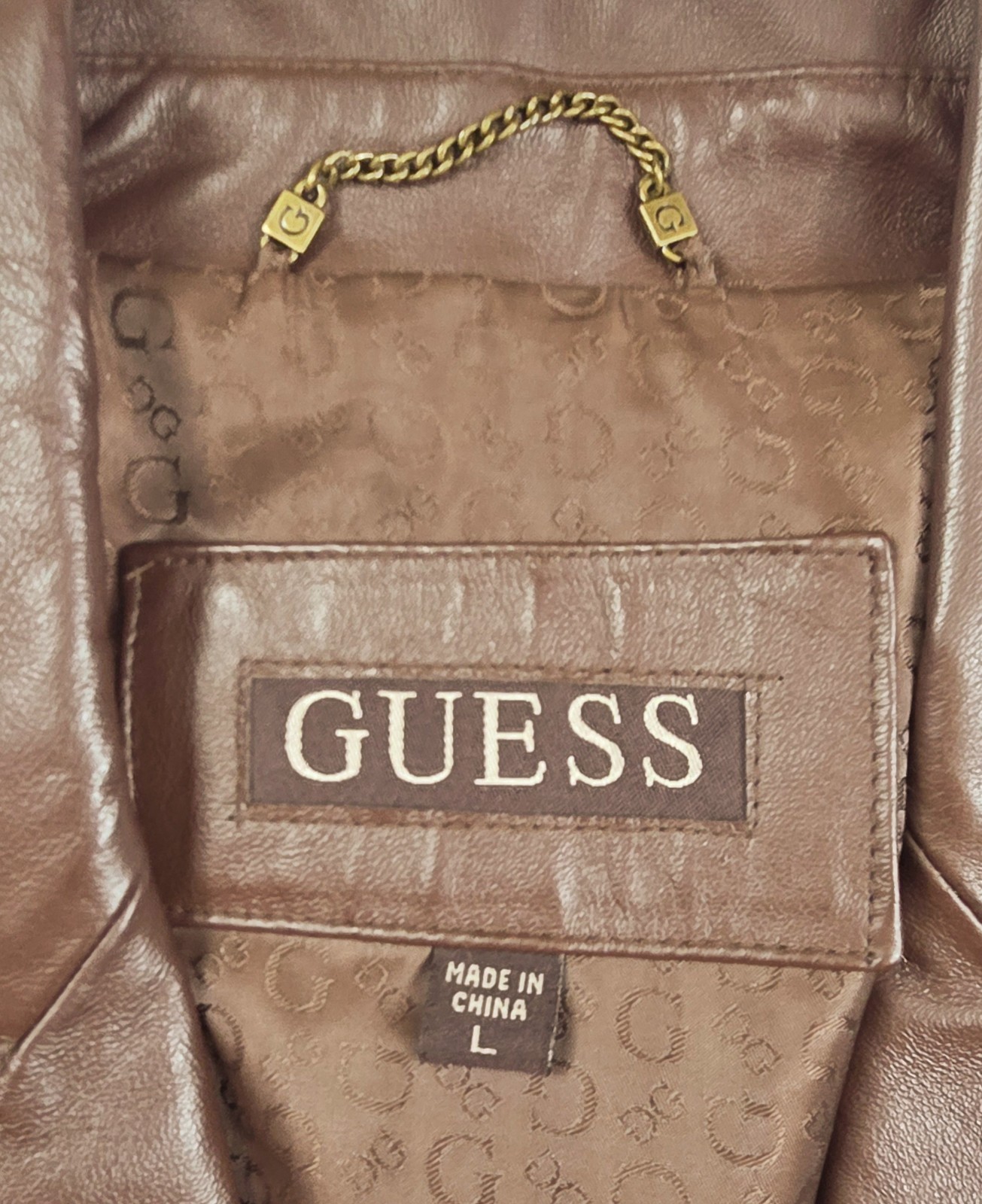 Guess Brown Front Button Side Pockets Leather Bla… - image 5