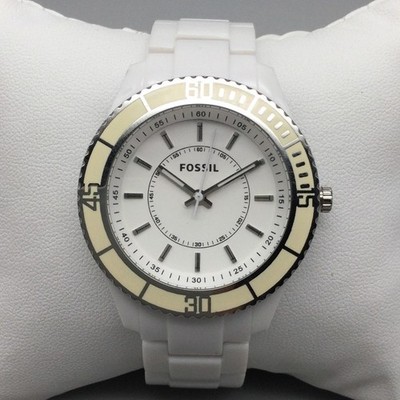 Fossil Stella Womens Watch 38mm White Ceramic ES-2442 New Battery 6.5''