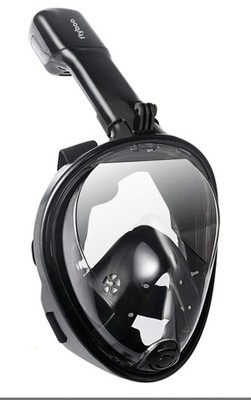 Flyboo Schnorchelmaske Full Face Set, 180° View L/XL M2068G Schwarz Schwimmen Schnorchel