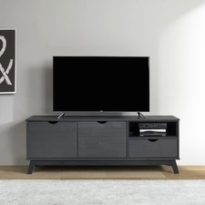 Scandian TV Unit Grey Large Widescreen Video Media Entertainment Stand