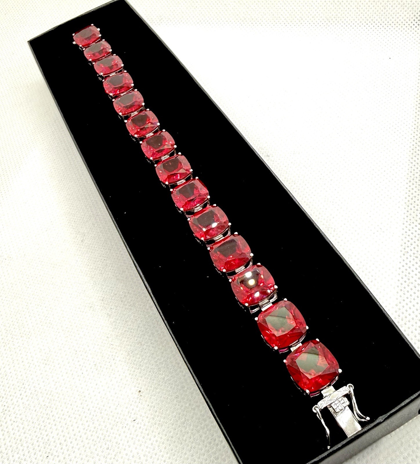 BBJ Sterling Silver Bracelet Red Ruby Large Chunk… - image 8