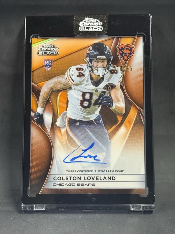2025 Topps Chrome Black Rookie Auto Orange /25 Colston Loveland #RAU-CL RC Bears