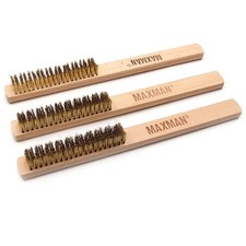 MAXMAN Brass Brush 3Pcs, Soft Bristle Wire for Medium, Yellow