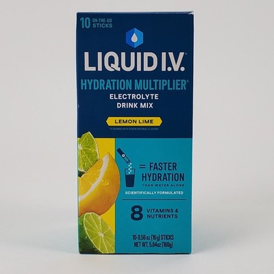 Liquid I.V. Hydration Multiplier Electrolyte Drink Mix Lemon Lime 10 Sticks Box