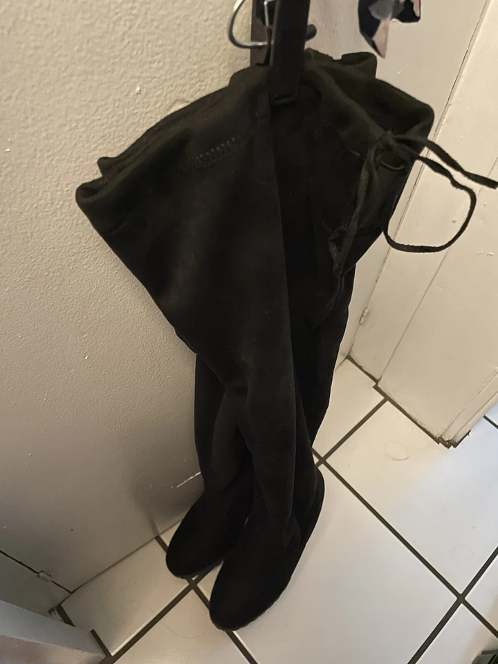 Top Mods Sobre la Rodilla Negro Gamuza Como Botas Cómodas De Moda Nuevas Sin Caja 9 1/2 Foto 2 de 4