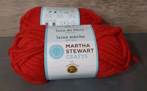 Martha Stewart Lion Brand Roving Wool Yarn 513 Pimento Red 5 Bulky 1.75oz 58 Yrd