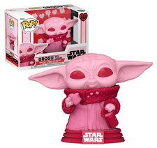 FIGURA DE VINILO POP STAR WARS VALENTINE'S GROGU CON GALLETAS ROSA 3,75