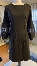 LITTLE BLACK DRESS - Sz 8 - Chico's ( Size 1 )  Lace Balloon Sleeve Sheath Dress