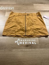 WILD FABLE Women s Brown Khaki Zip Up Mini Skirt, Size Large Pockets